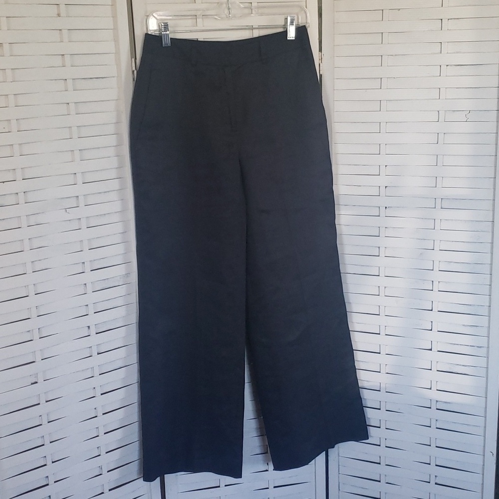 Brooks Brothers black 100% linen trousers   wide leg fully lined size 4